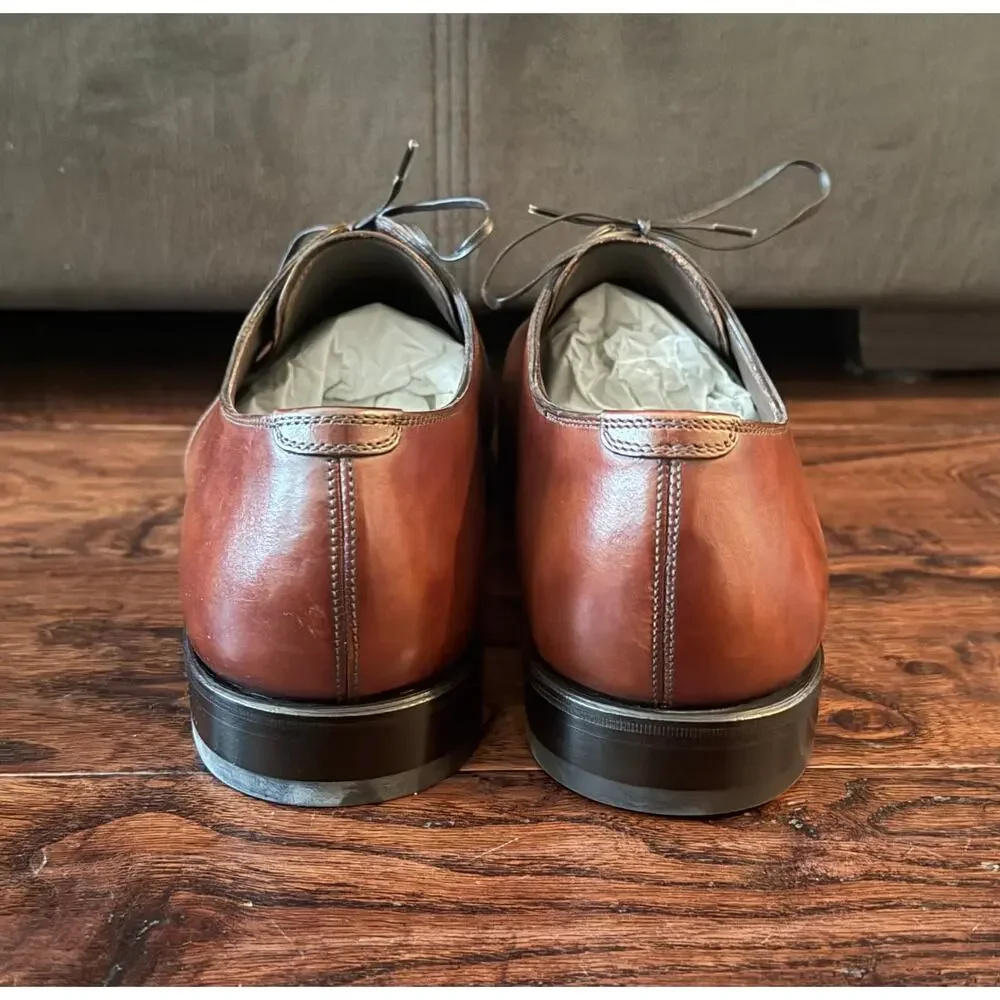 $1,295 Salvatore Ferragamo Napoli Brown Leather Derby Dress Shoes US 8 E NIB